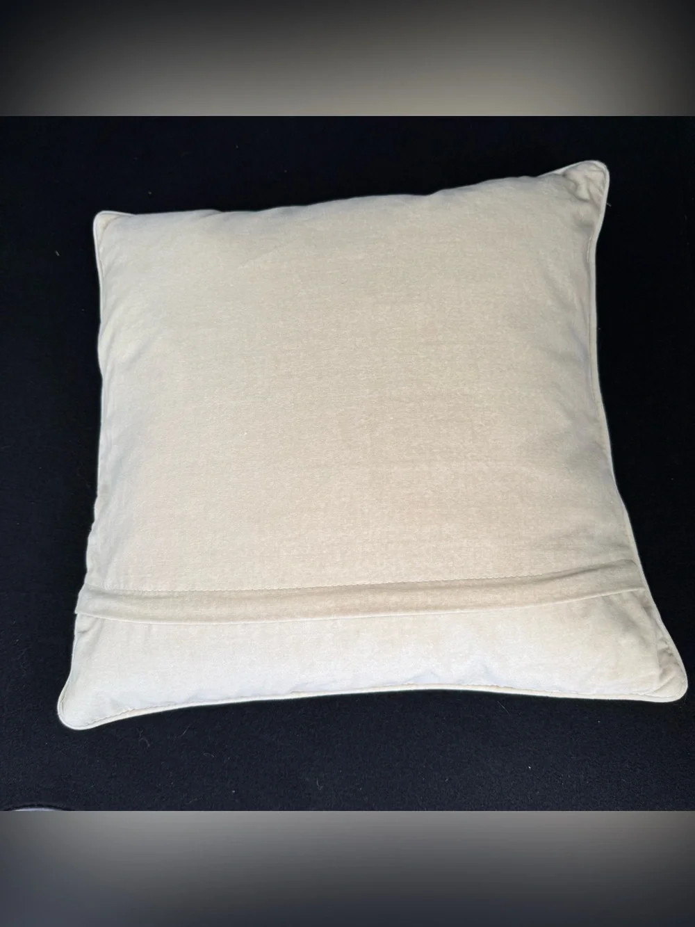 Vintage Hand-Stitched Floral Needlepoint Pillow Velvet Back Cottagecore
